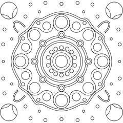 Black and white seamless pattern featuring abstract swirls, wavy lines, and dots. Ideal for childrens coloring pages, backgrounds, and creative designs.