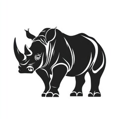 Fototapeta premium Majestic rhino silhouette, wildlife art, white background, logo design