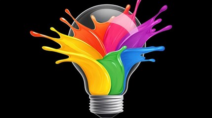 Innovative Ideas in Artistic Energy Creative Process of Color Splashing in Lightbulb Art Studio Environment Dynamic Perspective