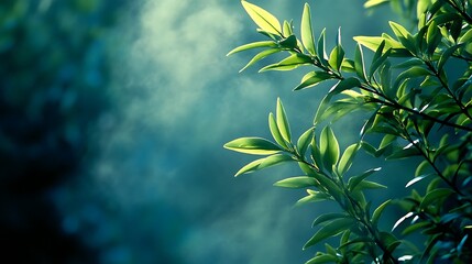 Obraz premium Lush Green Leaves Basking in Soft Morning Light
