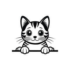 Obraz premium Lovely Cat Face Vector Design with a Peeking Expression