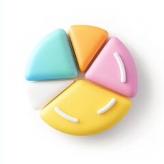 A colorful, circular toy made of different segments, each in a vibrant hue, designed for playful learning and sensory engagement.