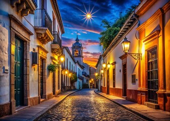 Obraz premium Night Photography in Cordoba, Argentina: Illuminated Cityscape