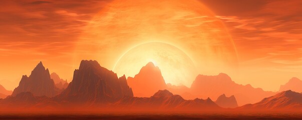 Red planet Mars with rocky landscape. Space technologies, space exploration and travel. Futuristic and sci-fi concept. Life on Mars. World Space Week, International Day of Human Space Flight