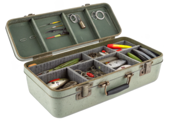 Fishing Tackle Box isolated on a transparent background.