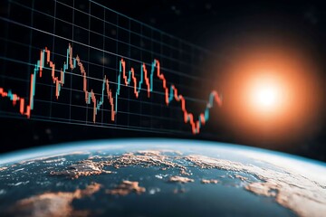 Business insights on space exploration trends earth view data visualization future concepts