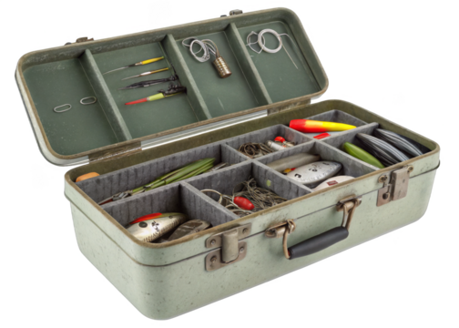 Fishing Tackle Box isolated on a transparent background.