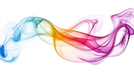 Colorful smoke swirls on white background.