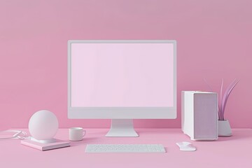 3D Computer Mockup with Minimal Background Customizable Background and Object Color