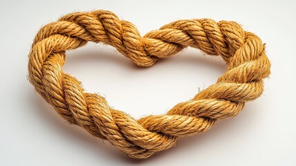 Obraz premium Rope shaped as a heart, set against a plain white background