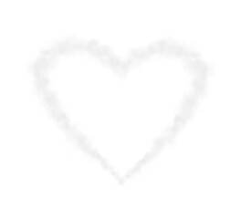 Realistic smoky grey fluffy heart shaped cloud on transparent background. Romantic golden translucent smoke floating in the shape of a heart. PNG.