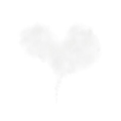 Realistic smoky grey fluffy heart shaped cloud on transparent background. Romantic golden translucent smoke floating in the shape of a heart. PNG.