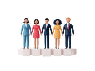 of Diverse Business People Standing in a Row, Representing Inclusion and Teamwork in a Corporate Environment