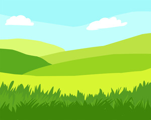 Obraz premium landscape with green grass and sky