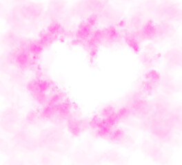 Realistic smoky pink fluffy heart shaped cloud on transparent background. Romantic golden translucent smoke floating in the shape of a heart. PNG.