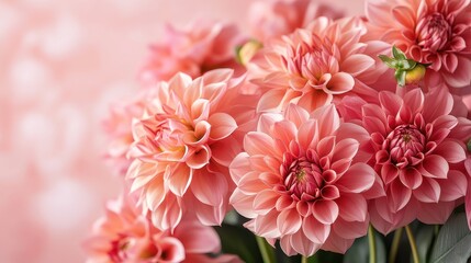 Vibrant pink dahlias in soft focus garden setting