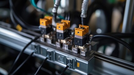 Automated industrial production line operating with precision and efficiency, featuring advanced machinery and robotic arms working in synchronization