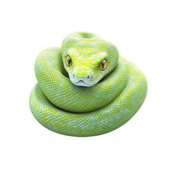 Green Tree Python Coiled, Close-Up Portrait