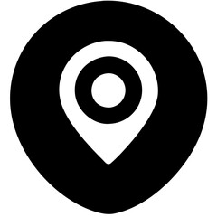 Location pin icon with circular design, black background