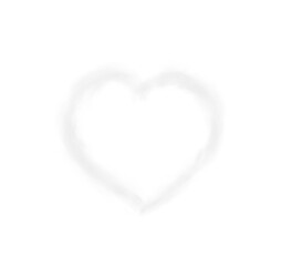 Realistic smoky grey fluffy heart shaped cloud on transparent background. Romantic golden translucent smoke floating in the shape of a heart. PNG.