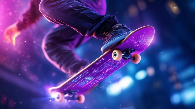 Futuristic Smart Skateboard with Digital Data Display. Generative AI