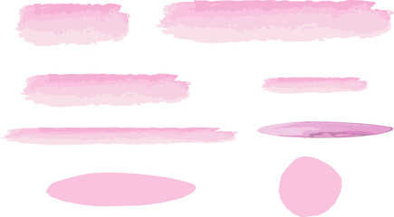 Pink watercolor brush strokes and shapes for background design and text