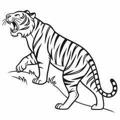  tiger illustration coloring page , coloring page for kids, animal coloring page, KDP, Animal Coloring Page For Kids,,  drawing, art, line art, clip art  