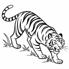 tiger illustration coloring page , coloring page for kids, animal coloring page, KDP, Animal Coloring Page For Kids,,  drawing, art, line art, clip art  