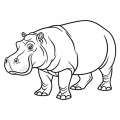 hippopotamus  coloring page , coloring page for kids, animal coloring page, KDP, Animal Coloring Page For Kids,,  drawing, art, line art, clip art 