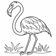 flamingo Coloring Page For Kids,,  drawing, art, line art, clip art  