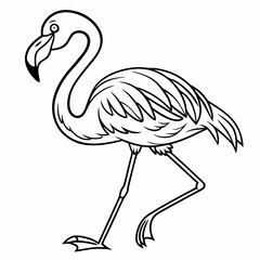flamingo Coloring Page For Kids,,  drawing, art, line art, clip art  