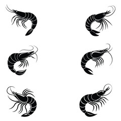 shrimp silhouette icon with a white background