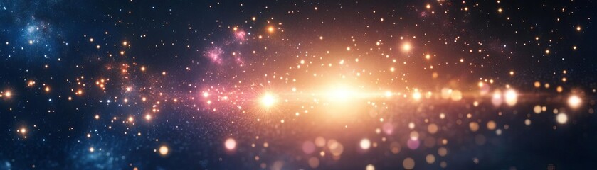 Fototapeta premium Astrological Leo constellation glowing in golden light amidst a swirling galaxy
