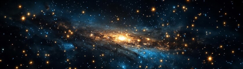 Naklejka premium Astrological Leo constellation shining in golden hues amidst a swirling galaxy