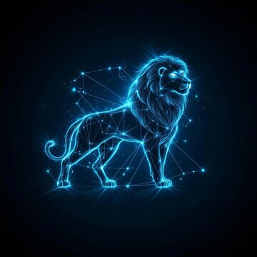Astrological Leo constellation forming a glowing lion amidst a starry sky