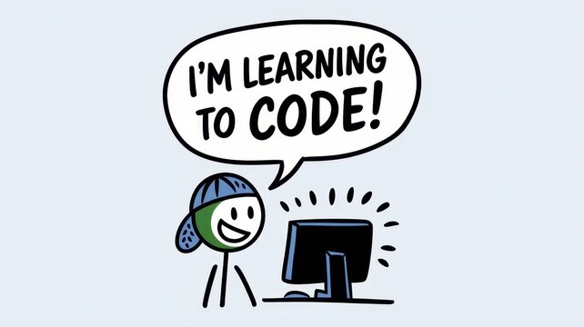 Happy Student Learning To Code On Computer