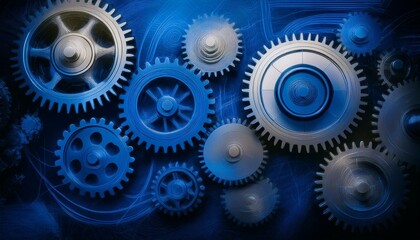 Cogs Technology Business Industry concept; machinery cog wheels; web banner