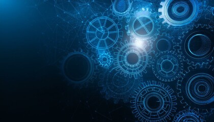 Obraz premium Cogs Technology Business Industry concept; machinery cog wheels; web banner