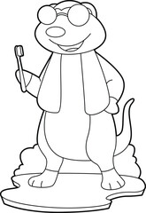 Meerkat Toothbrush Animal Vector Graphic Art Illustration
