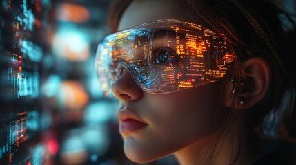 Futuristic digital linguist with holographic data. Generative AI