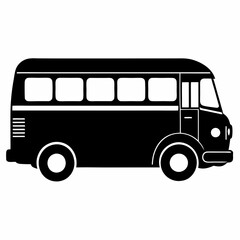 Bus black silhouette vector illustration and white background