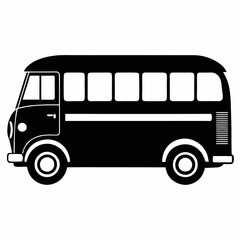 Bus black silhouette vector illustration and white background