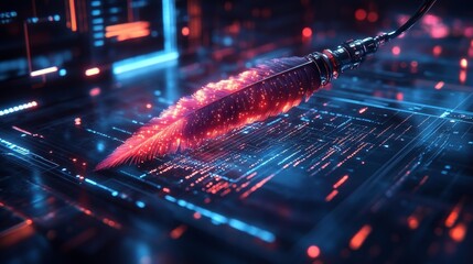 Futuristic Legal Quill with Digital Clause Analysis. Generative AI