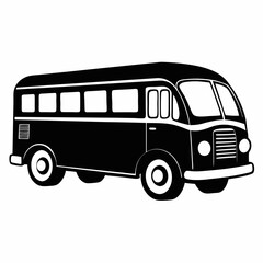 Bus black silhouette vector illustration and white background