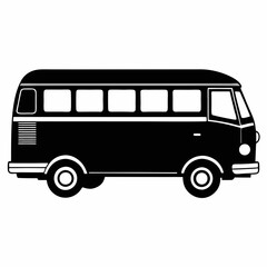 Bus black silhouette vector illustration and white background