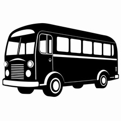 Bus black silhouette vector illustration and white background