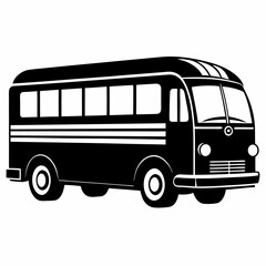 Bus black silhouette vector illustration and white background