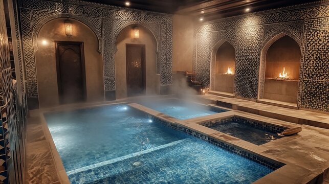 Serene Moroccan Spa Pool with Intricate Design