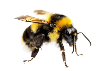 Adorable bumblebee in mid-flight, showcasing its agility and grace in the natural world isolated on transparent background