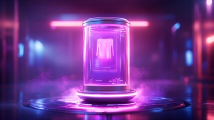 Futuristic Laundry Service with Holographic Display. Generative AI